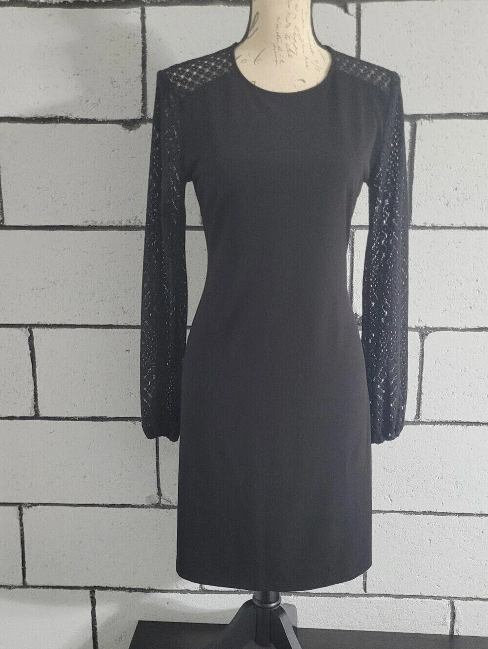 Micheal Kors Black Lace-Sleeve Dress Sz S